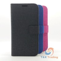    Samsung Galaxy A8 2018 (530) - Cloth Leather Book Style Wallet Case with Strap